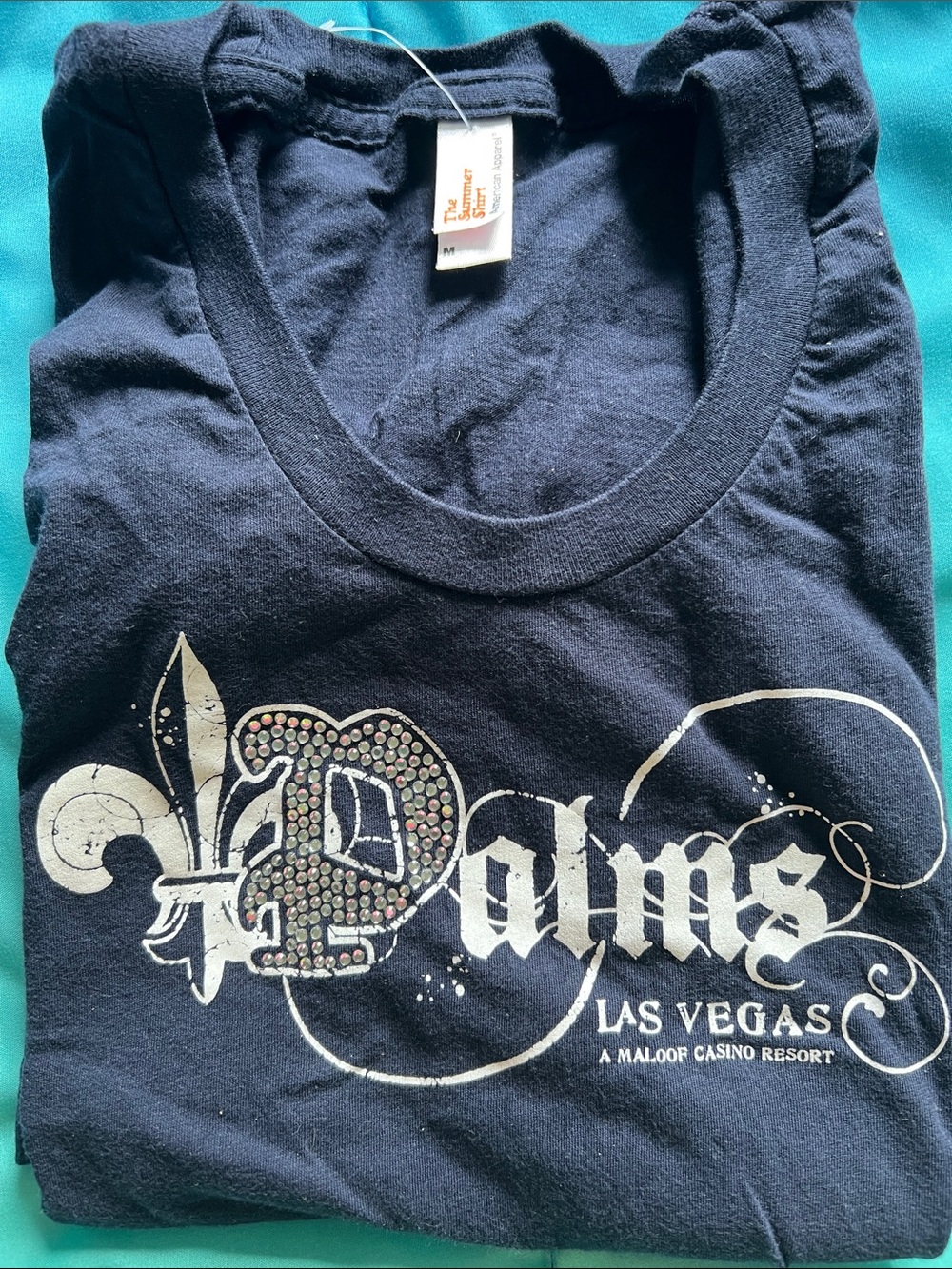 NWOT! Palms Las Vegas Embellished Navy Graphic Tee